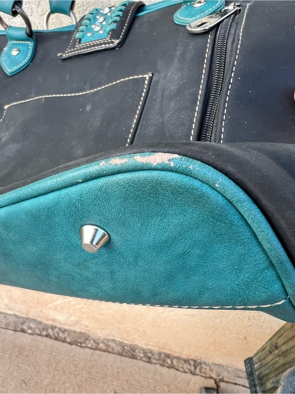 Montana West Turquoise & Black Western Embroidered Shoulder Bag Conceal Carry - Picture 5 of 11